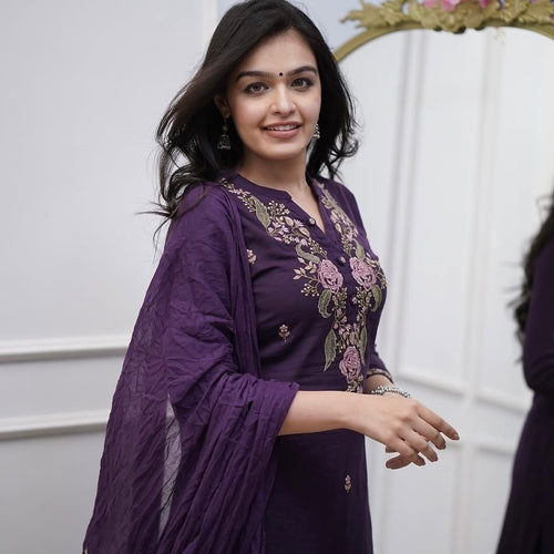 Raahi: Orchid Bloom Embroidered Ensemble