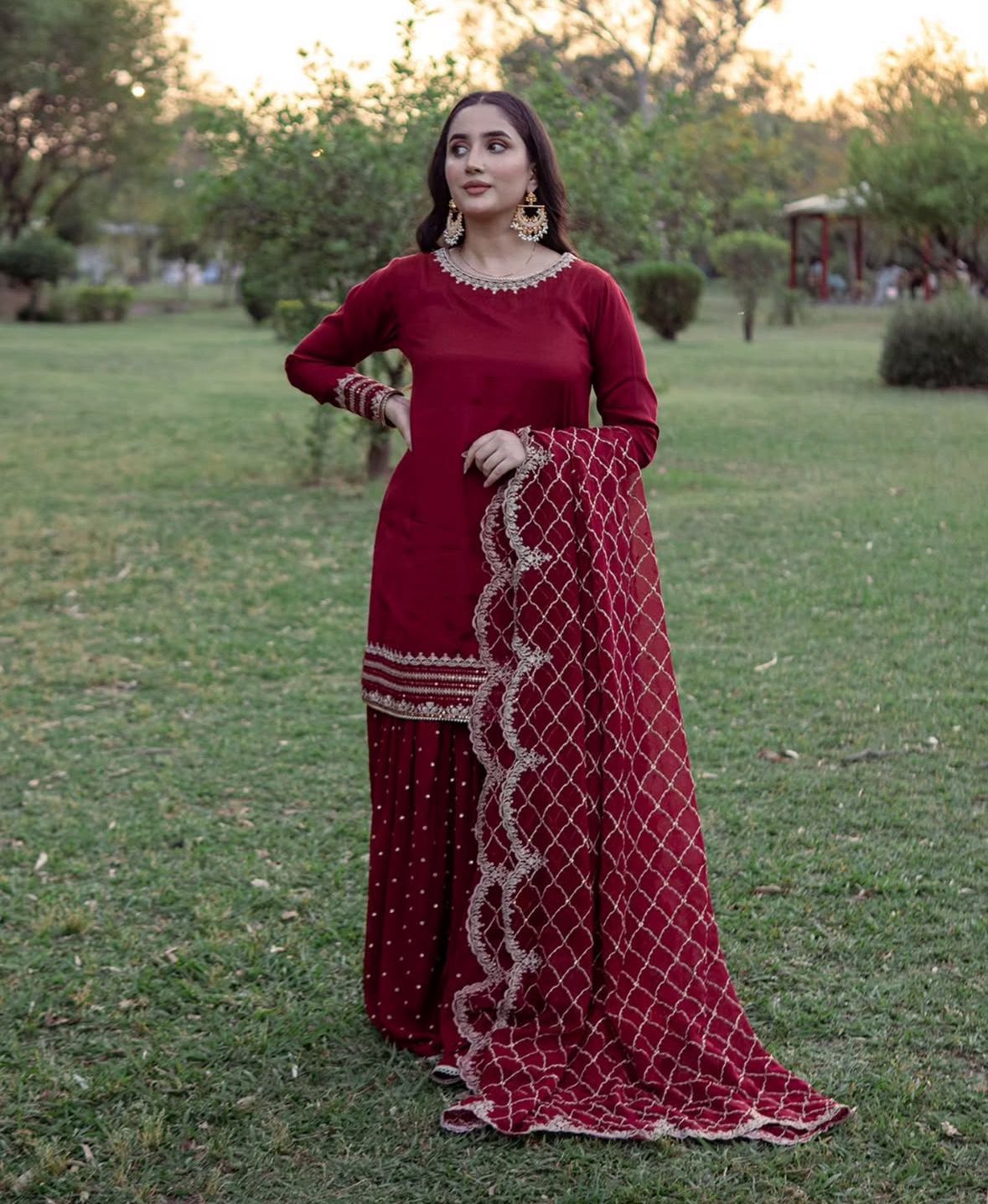 Ruhaniyaat: Deep Red Traditional Elegance Set