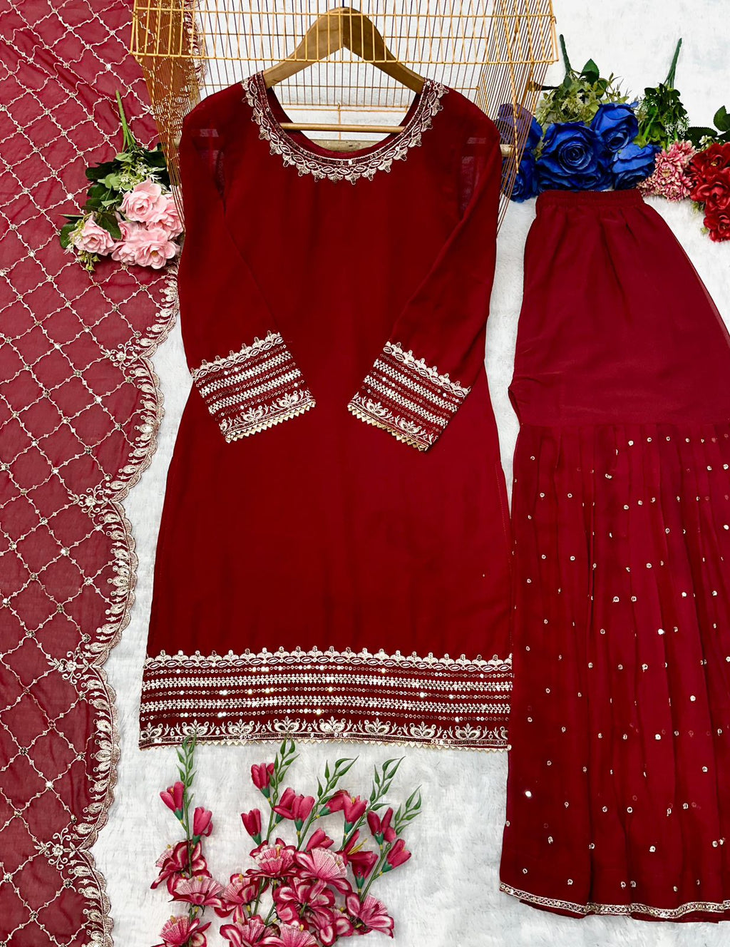 Ruhaniyaat: Deep Red Traditional Elegance Set